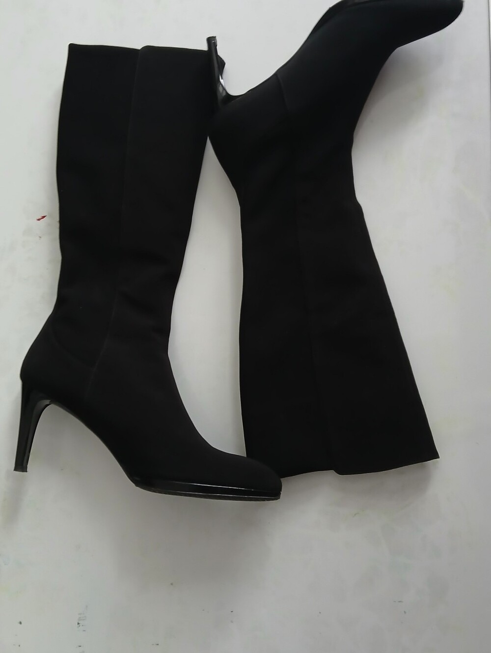 Stuart Weitzman Black Stretch  Suede Knee High Stiletto Boots Size 10M.
